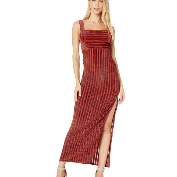 Free People | Geneva Ribbed Velvet Maxi Slit Dress - Picture 2 of 8